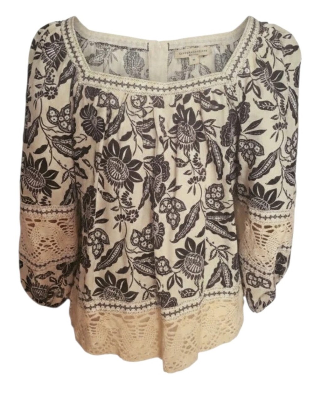 Christian Siriano New York Floral Linen Crochet Blouse – Medium - Picture 3 of 8